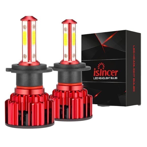 NWT Pair H7 LED Headlight Bulb Conversion Kit High/Low Beam 6500K White Super Br - Picture 1 of 12